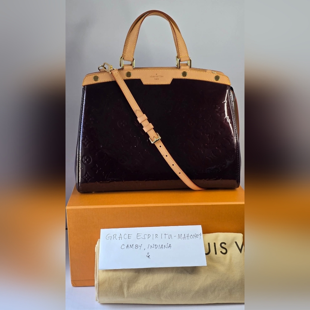Louis Vuitton Brea Vernis Amarante GM 2-Way Bag with Box + Dust Bag + Strap